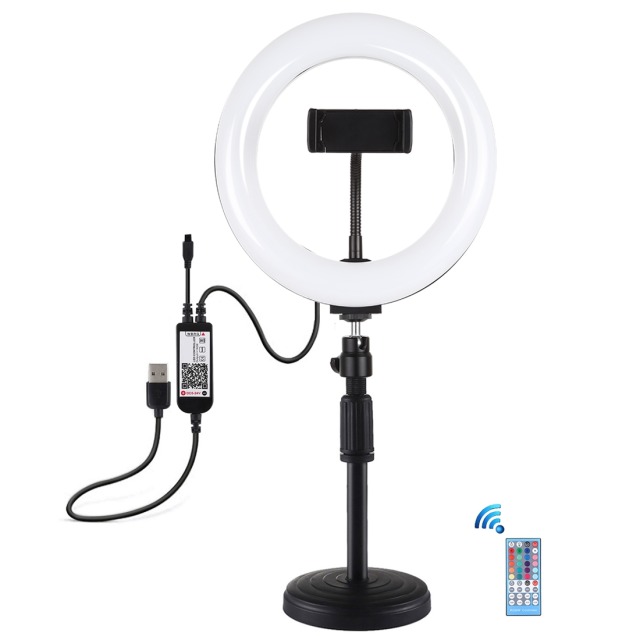 PKT3080B USB Selfie Schreibtisch Videoleuchte LED RGB Ringlicht (20cm)